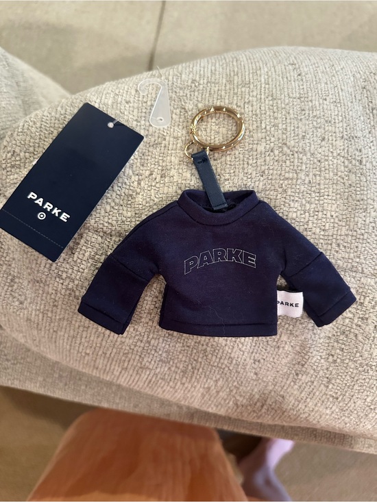 Parke Accessories - Parke navy Mini Sweatshirt Keyring with Gold Hardware